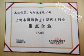 我司榮膺上海市國(guó)際物流貨代業(yè)重點(diǎn)企業(yè)A類企業(yè)資格，彰顯專業(yè)實(shí)力